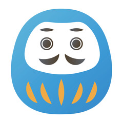 Blue Daruma Doll &ndash; Traditional Japanese Lucky Symbol Illustration
