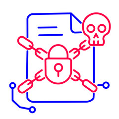 Obraz premium Ransomware Attack on Document — Cybersecurity Line Icon