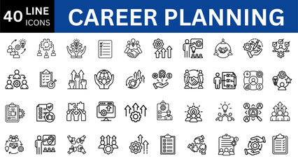 Career planning editable line icon collection. Vector illustration set 