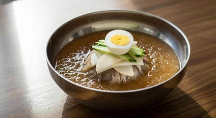 Korean Naengmyeon Noodles in Cold Broth