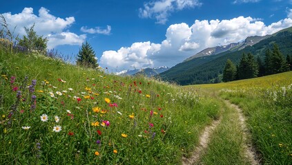 Obraz premium Idyllic summer scenery in a mountainous region, seasonal change