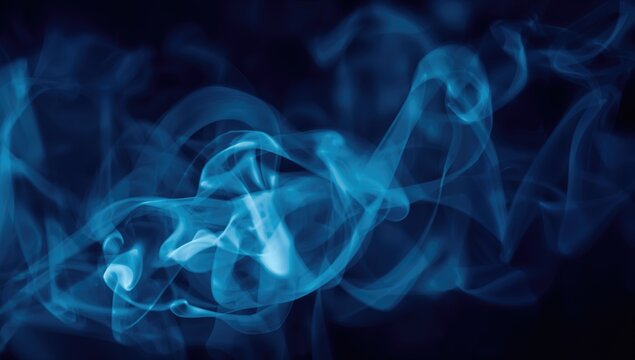 Medical inhaler emergency equipment with blue smoke backdrop, treatment aid for respiratory issues