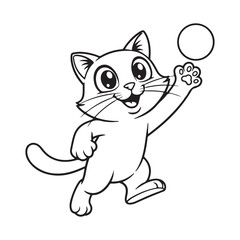 Happy cat playing with a ball isolated on white background