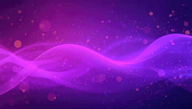 Abstract flowing wave designs with gentle purple illumination and blurred light spots, accented by digital orange and blue particles symbolizing technology, engineering, science, and artificial