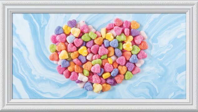 Colorful heart-shaped candies, fiber-dense choice