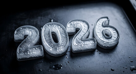 Cool ice numbers represent the coming year 2026 with a refreshing and frosty feel