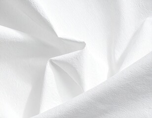 Close Up of White Fabric with Soft Texture and Bright Lighting Smooth Textile Abstract Background Clean and Simple Design Cotton Material
