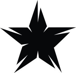 Distressed grunge black star vector with jagged and rough edges, symbolizing rebellion, rock and roll, destruction, or danger icon.