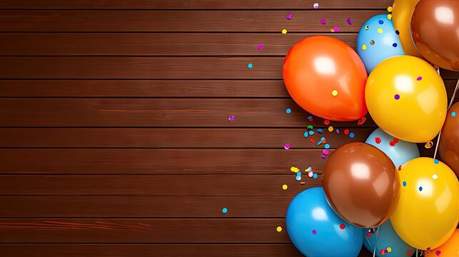 Joyful celebration with colorful balloons and confetti creating a festive atmosphere perfect for gatherings and parties