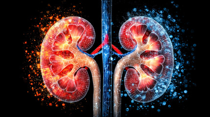 Digital Visualization of Kidneys Representing Science and Energy