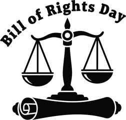 Illustration of the bill of rights day usa with scales of justice and a scroll vector graphic design