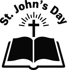 St. johns day vector illustration with open book and cross religious holiday concept for greeting card or banner