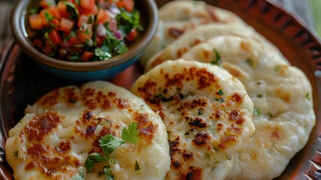 A delicious assortment of bread and dips ready for serving.