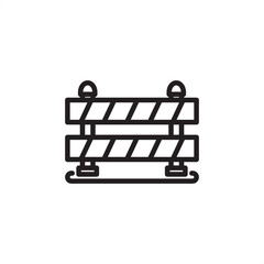 Site safety barrier icon symbolizing hazard warning and worksite boundary control, representing modern construction safety, specialized industrial risk management, and regulatory compliance.