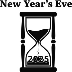 Hourglass counting down to new years eve 2025, a symbol of time passing and anticipation for the upcoming celebration