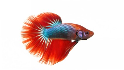 Fototapeta premium Beautiful Fighting Fish Isolated on White Background, vibrant colors enhance aquatic life appreciation