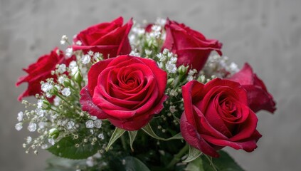 Naklejka premium A bouquet of vibrant red roses symbolizing love, ideal for romantic occasions