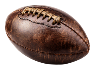 Resting brown leather American football laces