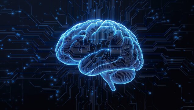 Brain symbolizing artificial intelligence, reflecting technological innovation and modern cybersecurity advancements