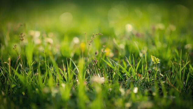 Close-up of fresh green grass, symbolizing growth and vitality in nature