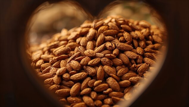 A large pile of roasted, sweet almonds viewed closely, a fiber-dense choice