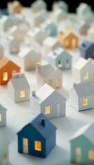 A Beautiful Miniature Home Town Panorama Featuring Colorful Houses and Bright Windows for Sale