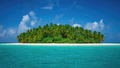 Fototapeta premium A tropical island abundant with coconuts, ideal for a vacation getaway