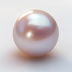 Obraz premium Close-up of a single smooth and shiny pearl with iridescent hues reflecting soft light on a neutral background, evoking elegance and purity