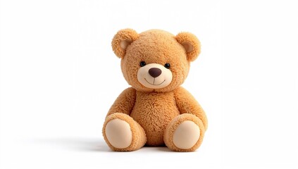 Realistic baby bear toy resting on ground in solitude, promoting themes of isolation