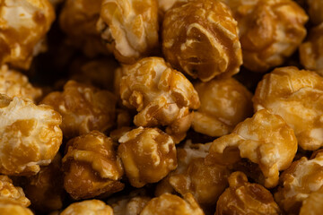 Close Up Full Frame Caramel Popcorn Texture Background