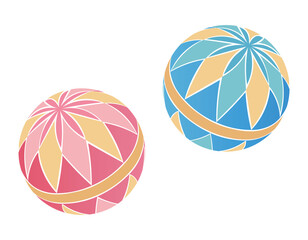 Red and Blue Temari Balls &ndash; Japanese Traditional Decoration