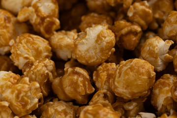 Close Up Full Frame Caramel Popcorn Texture Background