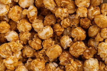 Close Up Full Frame Caramel Popcorn Texture Background
