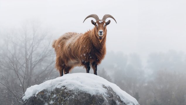 Goat perched on a rock, showcasing agility and balance