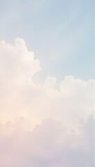 Beautiful pastel sky with fluffy clouds at sunset or sunrise