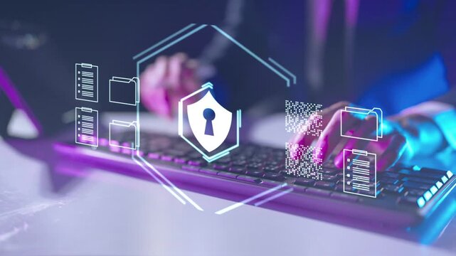 Business Cyber Security and Risk Management. A professional manages company security protocols on a digital device, symbolizing the protection of sensitive business assets, client data, and critical i