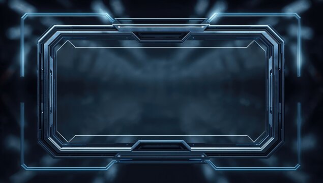 Futuristic game boundaries with empty banners for text, suitable for digital interface design