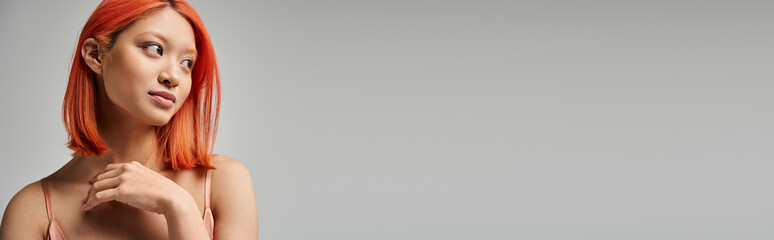 Captivating beauty of a young woman with stunning red hair in a serene setting