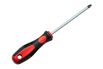 Red and black screwdriver isolated on transparent background