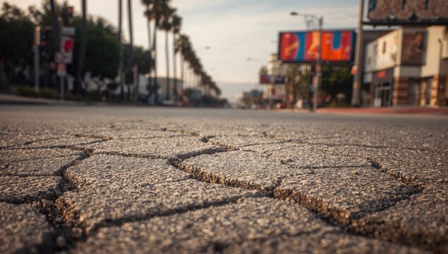 Cracks visible on pavement in an urban setting, highlighting potential erosion risk