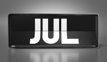 July - calendar on gray background - 3D illustration