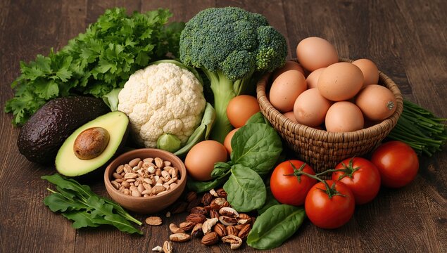 Foods rich in folic acid: avocado, cauliflower, broccoli, eggs, tomato, spinach, beans, nuts, parsley