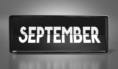 September - calendar on gray background - 3D illustration
