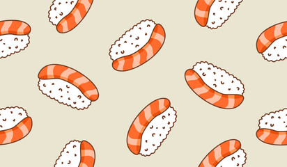 Cute sushi pattern background vector design