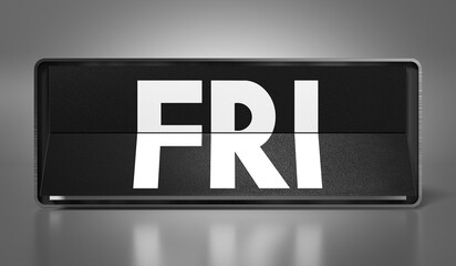 Friday - calendar on gray background - 3D illustration