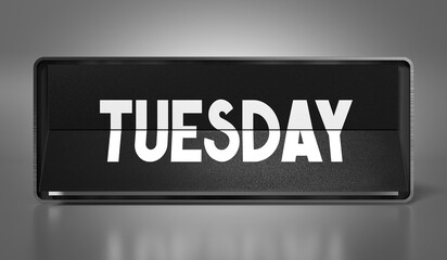 Tuesday - calendar on gray background - 3D illustration