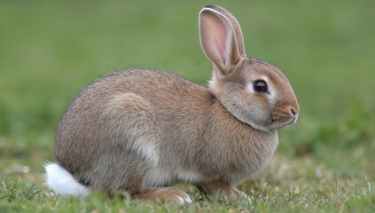 Fototapeta premium Rabbit, a small mammal characterized by long ears and a furry tail, showcasing its unique evolution for communication