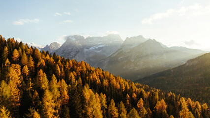 Five towers Cinque Torri mountains majestic landscape of nature in Italy