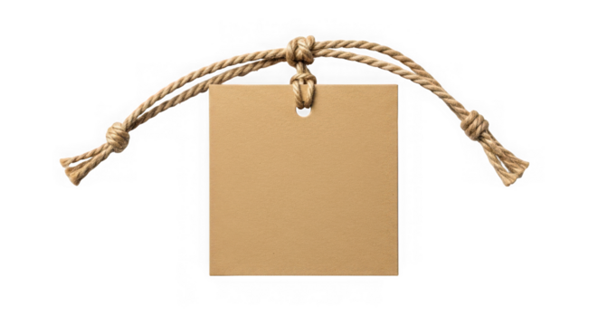 Blank craft paper tag with rustic twine for your custom message