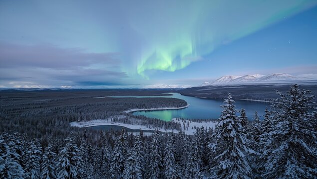 Inari lakeside view, showcasing seasonal change and natural beauty